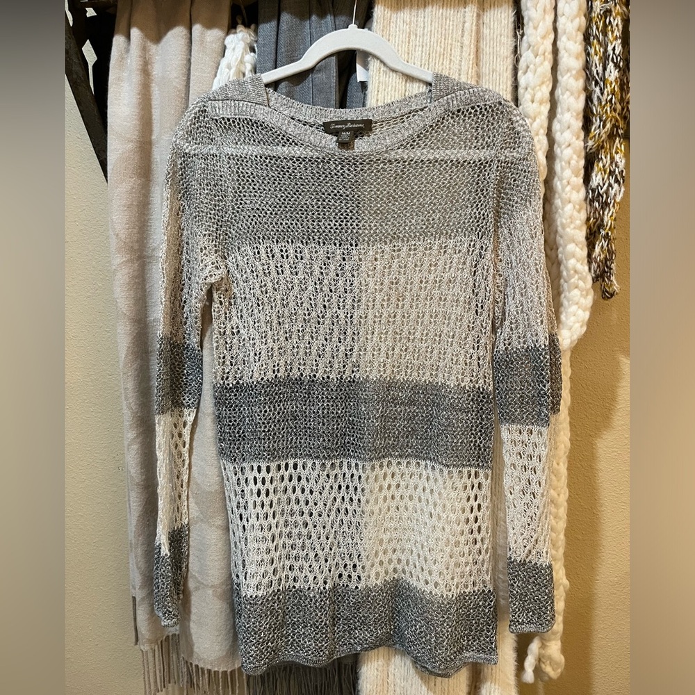 Tommy Bahama shear silver/gray sweater.